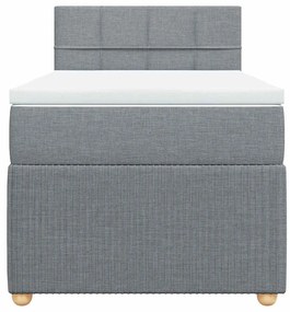 vidaXL Κρεβάτι Boxspring με Στρώμα Ανοιχτό Γκρι 90x200 εκ. Υφασμάτινο