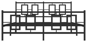 vidaXL Πλαίσιο Κρεβατιού με Κεφαλάρι&Ποδαρικό Μαύρο 150x200εκ. Μέταλλο