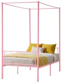VEVOR Twin Size Canopy Bed Frame Metal Canopy Bed with Headboard &amp; Four Posters