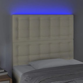 vidaXL Κεφαλάρι Κρεβατιού LED Κρεμ 100x5x118/128 εκ. Συνθετ. Δέρμα