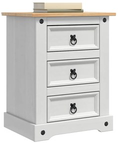 vidaXL Κομοδίνο με συρτάρι Λευκό 53 x 39 x 66 εκ Στερεά ξυλεία πεύκου