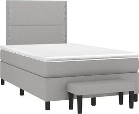 vidaXL Κρεβάτι Boxspring με Στρώμα Ανοιχτό Γκρι 120x190 εκ. Υφασμάτινο