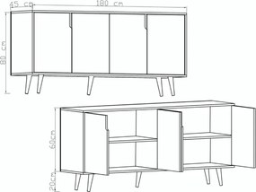 Stewehome μοντέρνα κονσόλα σαλονιού 180x45x80 cm