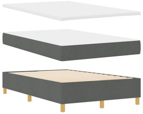 vidaXL Κρεβάτι με ελατήρια με στρώμα & πάγκο σκούρο γκρι 120x200 εκ. ύφασμα.