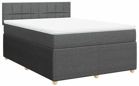 vidaXL Κρεβάτι Boxspring με Στρώμα Σκούρο Γκρι 140x190 εκ. Υφασμάτινο