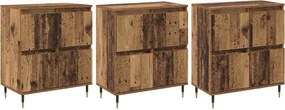 vidaXL Ντουλάπι αποθήκευσης 3 pcs Παλιό ξύλο 60 x 35 x 70 cm
