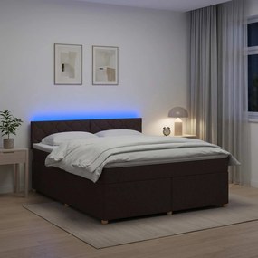vidaXL Κρεβάτι box spring με στρώμα Σκούρο Καφέ 160 x 200 cm Ύφασμα