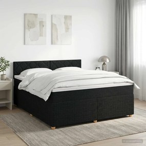vidaXL Κρεβάτι box spring με στρώμα Μαύρο 180 x 200 cm Ύφασμα