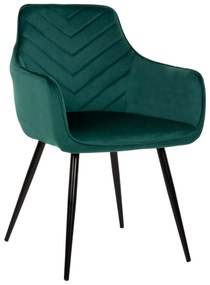 ARMCHAIR LATRELL  CYPRESS GREEN VELVET &amp; BLACK METAL LEGS 55x57x84Hcm.