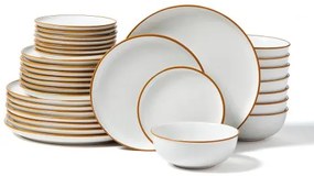 VEVOR 32 PCS Dinnerware Set Ceramic Plates and Bowls Sets Service for 8 White