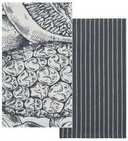 Πετσέτες Κουζίνας Fazzy 246 (Σετ 2τμχ) Black-White Kentia 40x60cm 100% Cotton