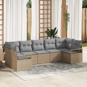 vidaXL Σετ Καναπέ Κήπου με μαξιλάρι 7 pcs Μπεζ, Ανοιχτό Γκρι