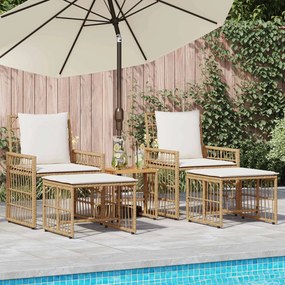 vidaXL Σετ Εξωτερικών Επίπλων 5 pcs Φυσικό και Κρέμα Λευκό