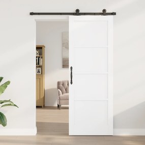 vidaXL Συρόμενη Πόρτα με Σετ Υλικών 'ORKDAL' Λευκή Συμπαγής Ξύλο Πεύκου