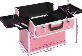 vidaXL Βαλίτσα Μακιγιάζ Ροζ 38x23x34 εκ. Αλουμινίου