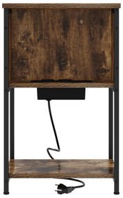 vidaXL Κομοδίνο Καπνιστή δρυς 38 x 31 x 61 εκ Επεξεργασμένο ξύλο