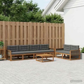 vidaXL Σειρά Καναπέ Εξωτερικού 7 pcs Φυσικό και Ανθρακί