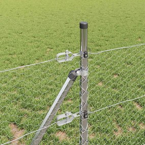 vidaXL Έξιγωνο φράχτη σταθερού εδάφους 50 x 0,8 m Ασημί Δίχτυ