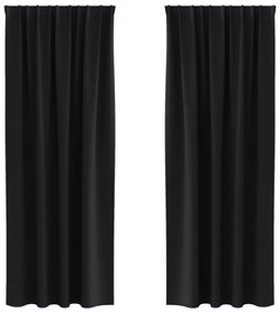 vidaXL Κουρτίνες με κουρτίνες 2 pcs Μαύρο 245 x 140 εκ. Πολυεστέρας