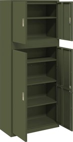 vidaXL Ντουλάπι αποθήκευσης 2 τμχ. Λαδί 90 x 40 x 210 εκ Ατσάλι