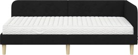 vidaXL Κρεβάτι Γωνίας Μαύρο 100 x 200 cm ύφασμα