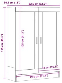 Βιβλιοθήκη Παλαιό Ξύλο 82,5 x 30,5 x 115 εκ. Επεξ. Ξύλο - Καφέ