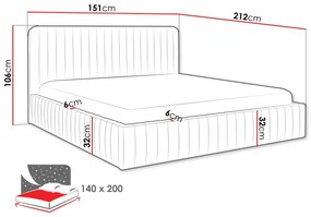 Επενδυμένο κρεβάτι Caniko-Gkri-140 x 200 εκ.