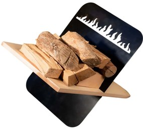 Ξυλιέρα Τζακιού Odna 379VLV1125 40x36x34cm Natural-Black Hanah Home Wood,Metal