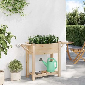 vidaXL Γλάστρα Κήπου Μπεζ 111 x 37 x 76.5 εκ. Στερεό ξύλο έλατου