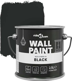 vidaXL Βαφή τοίχου Μαύρο 2,5 L Εκτύπωση τοίχου