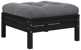 vidaXL Σαλόνι Κήπου Σετ 3 Τεμ. Μαύρο Μασίφ Ξύλο Πεύκου με Μαξιλάρια