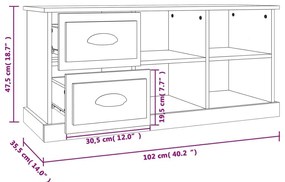 Έπιπλο Τηλεόρασης Sonoma Δρυς 102x35,5x47,5 εκ. Επεξ. Ξύλο - Καφέ