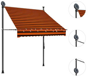 vidaXL Τέντα Συρόμενη Χειροκίνητη με LED Πορτοκαλί / Καφέ 150 εκ.