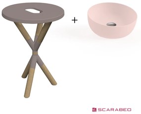 Scarabeo Cross 2501F0-9852 Sand (Μπεζ Ματ) Πάγκος Με Νιπτήρα Glam Pink Ø39εκ.
