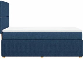 vidaXL Κρεβάτι Boxspring με Στρώμα Μπλε 90x190 εκ.Υφασμάτινο