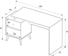 Γραφείο εργασίας Terra Megapap χρώμα florida oak 129x55x75εκ.