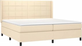 vidaXL Κρεβάτι Boxspring με Στρώμα &amp; LED Κρεμ 200x200 εκ. Υφασμάτινο