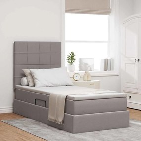 vidaXL LED Κρεβάτι αποθήκευσης με στρώμα Taupe 100 x 200 cm Ύφασμα
