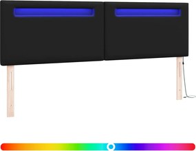 vidaXL LED κεφαλάρι Μαύρο Τεχνητό Δέρμα