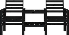 vidaXL Πάγκος Κήπου με Τραπέζι Διθέσιος Μαύρο Μασίφ Πεύκο