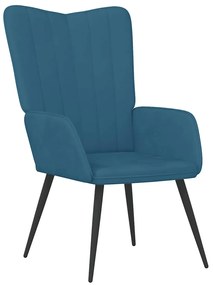 vidaXL Πολυθρόνα Relax Μπλε Βελούδινη με Σκαμπό