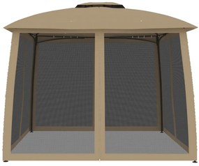 vidaXL Κιόσκι με Διπλούς Τοίχους/Δίχτυ Taupe 2,93x2,93 μ. από Ατσάλι