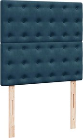 vidaXL Κρεβάτι Boxspring με Στρώμα Σκούρο Μπλε 80 x 200 εκ. Βελούδινο