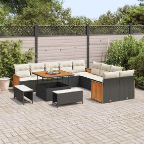 vidaXL Σετ Καναπέ Κήπου 13 pcs Μαύρο, Κρέμα 100 x 100 x 71 cm