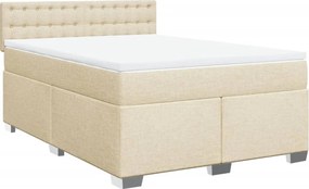 vidaXL Κρεβάτι Boxspring με Στρώμα Κρεμ 140x200 εκ. Υφασμάτινο