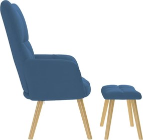 vidaXL Πολυθρόνα Relax Μπλε Υφασμάτινη με Υποπόδιο