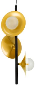 00781 GloboStar® JOLIET 00781 Μοντέρνο Κρεμαστό Φωτιστικό Ανάρτηση Τρίφωτο 3 x G9 Μαύρο & Χρυσό Μέταλλο - Μ28 x Π28 x Y63cm