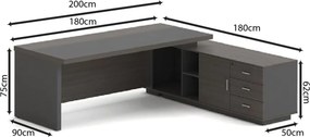 VIP Γραφείο Δεξιά Γωνία, Απόχρωση Grey Walnut   1τμχ