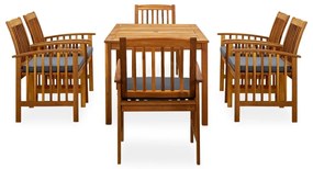 3058089  7 PIECE GARDEN DINING SET WITH CUSHIONS SOLID ACACIA WOOD (45962+2X312131) 3058089