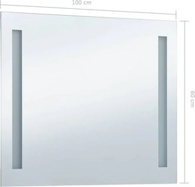 vidaXL Καθρέφτης Μπάνιου Τοίχου με LED 100 x 60 εκ.